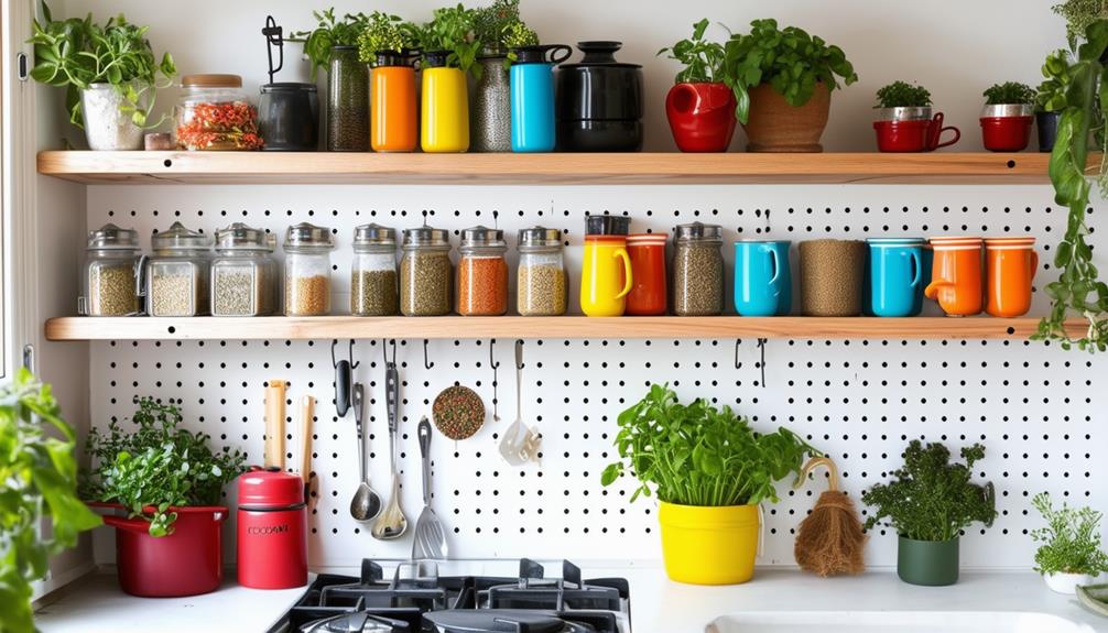 organizing kitchen with pegboard