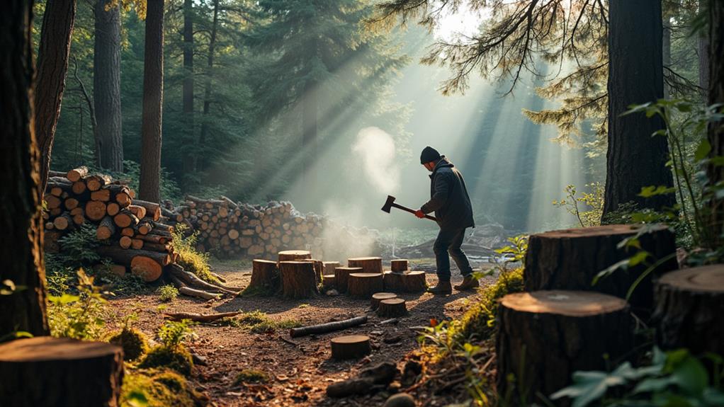 cutting and preparing timber