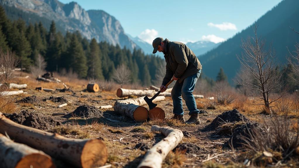 log splitting and hewing