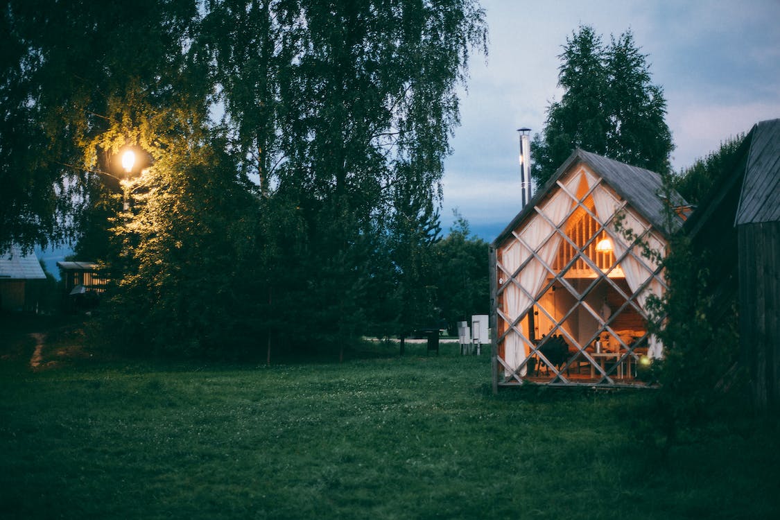 Tiny houses exposed at an alternative housing festival in Belgium